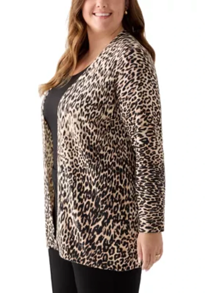Plus Animal Print Cardigan