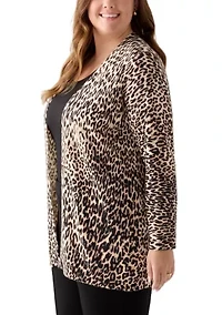 Plus Animal Print Cardigan