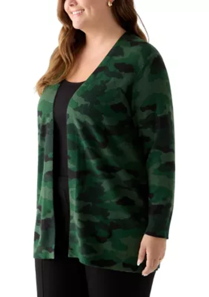 Plus Animal Print Cardigan