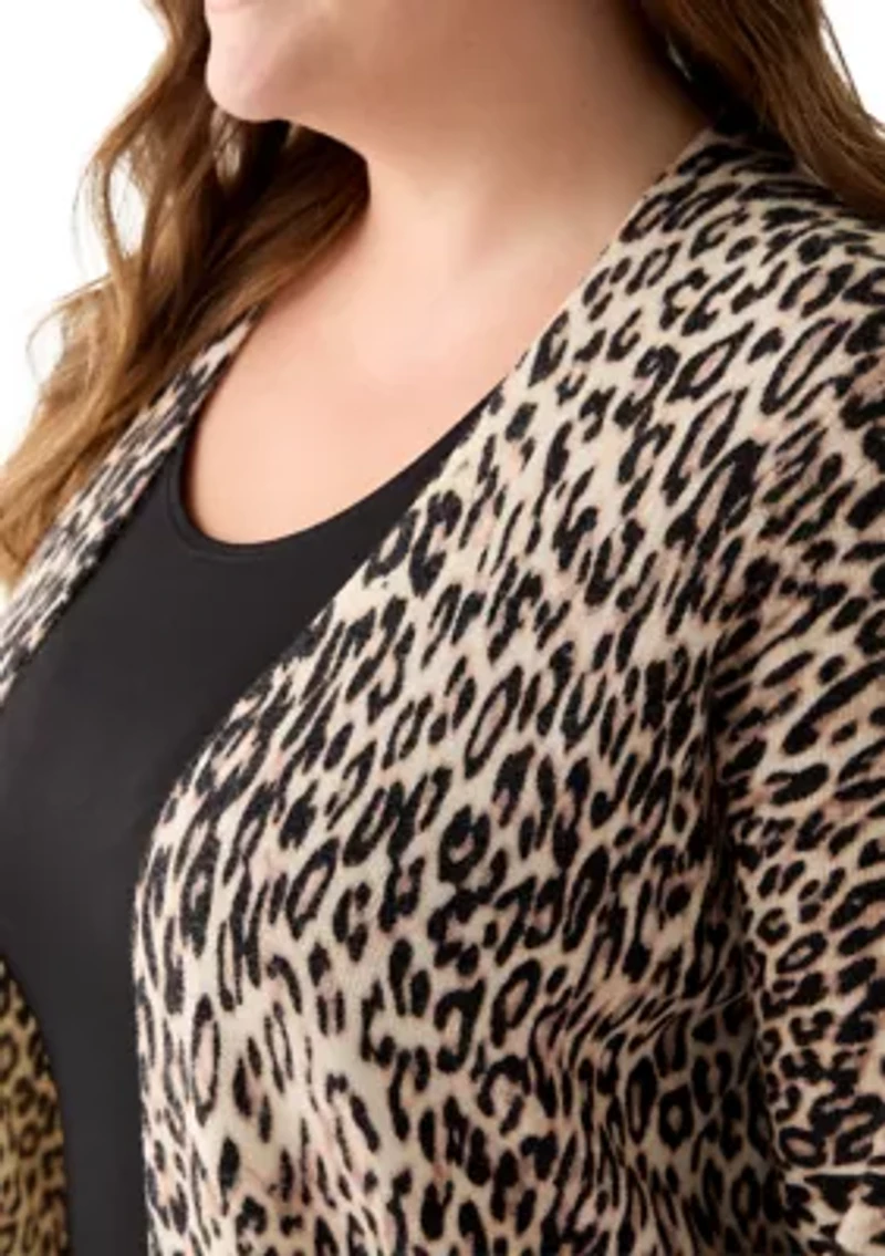 Plus Animal Print Cardigan