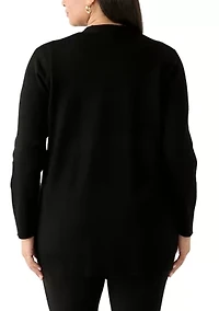 Women's Long Sleeve Pointelle Striped Cardigan