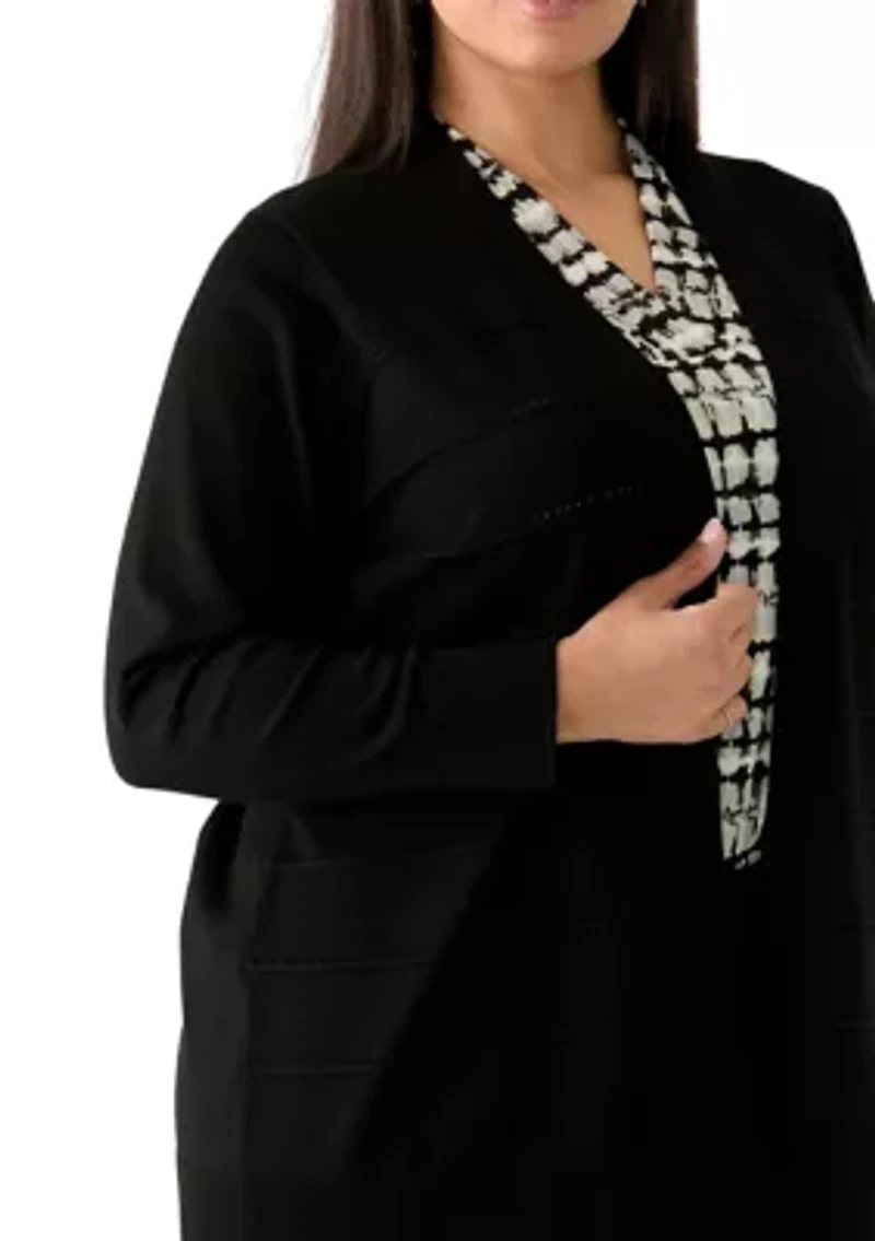 Women's Long Sleeve Pointelle Striped Cardigan