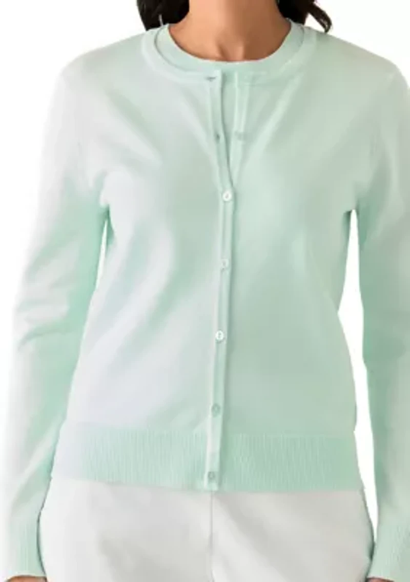 Petite Long Sleeve Solid Button Cardigan