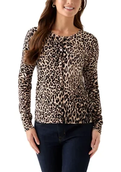 Petite Heather Leopard Button Down Cardigan
