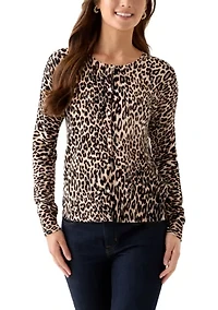 Petite Heather Leopard Button Down Cardigan