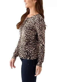 Petite Heather Leopard Button Down Cardigan