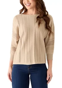 Petite 3/4 Mix-Stitch Dolman Sleeve Sweater
