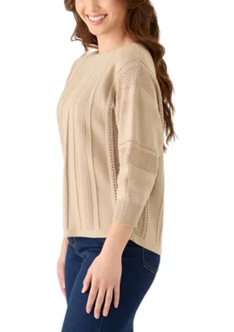 Petite 3/4 Mix-Stitch Dolman Sleeve Sweater