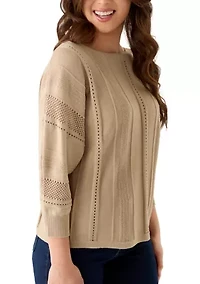 Petite 3/4 Mix-Stitch Dolman Sleeve Sweater