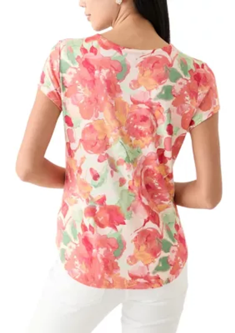 Petite Printed Crew Neck T-Shirt