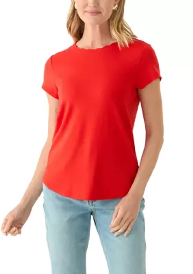 Petite Scallop Neck T-Shirt