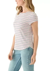 Petite Printed Crew Neck Top
