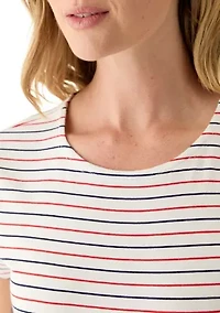 Petite Printed Crew Neck Top