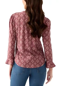 Petite Printed Ruffle Hem Top