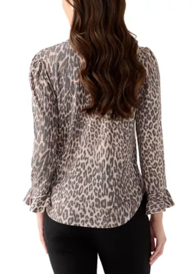 Petite Printed Ruffle Hem Top