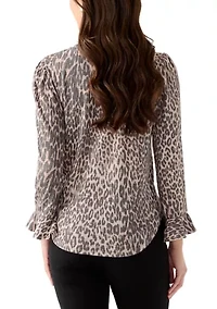 Petite Printed Ruffle Hem Top