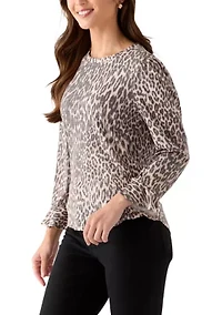 Petite Printed Ruffle Hem Top