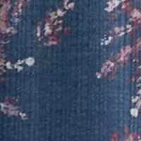 Petite Floral Ribbed Split Neck Top