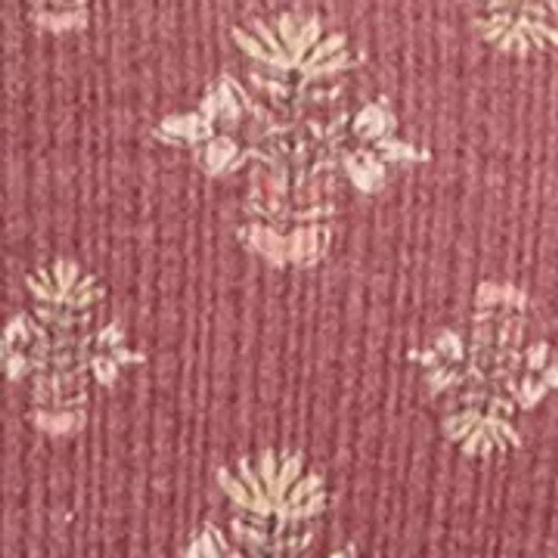 Plus Blouson Sleeve Split Neck Floral Stamp Top