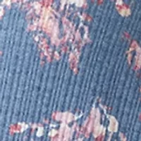 Plus Blouson Sleeve Split Neck Floral Stamp Top