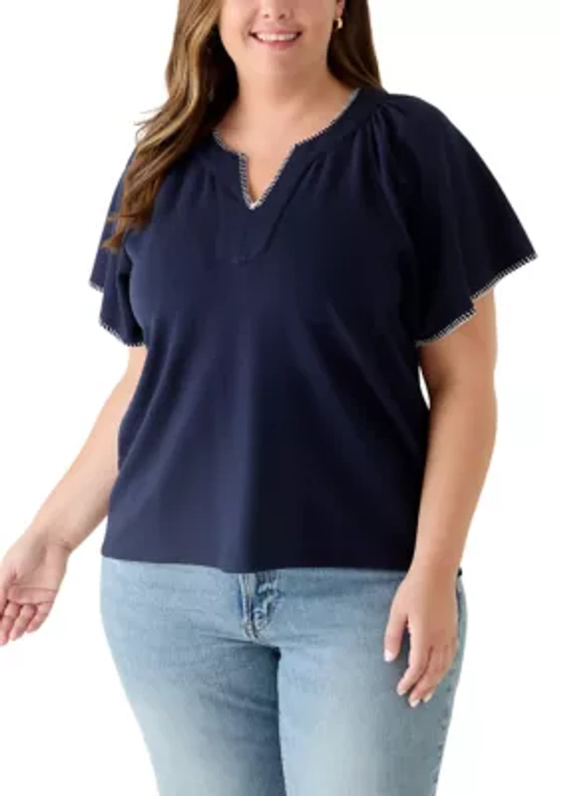 Plus Whipstitch Knit Top