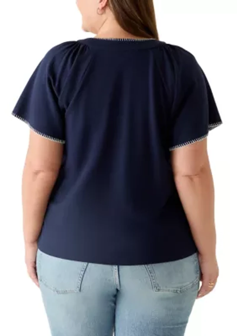 Plus Whipstitch Knit Top