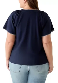 Plus Whipstitch Knit Top