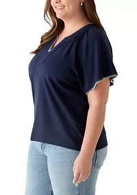 Plus Whipstitch Knit Top