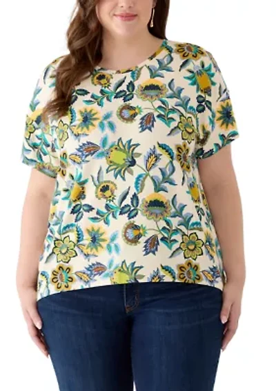 Plus Short Sleeve Hi-Low Juliana Crepe T-Shirt