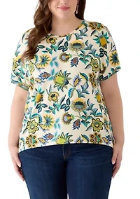 Plus Short Sleeve Hi-Low Juliana Crepe T-Shirt