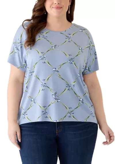 Plus Short Sleeve Hi-Low Juliana Crepe T-Shirt