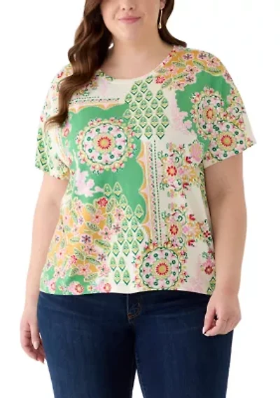 Plus Short Sleeve Hi-Low Juliana Crepe T-Shirt