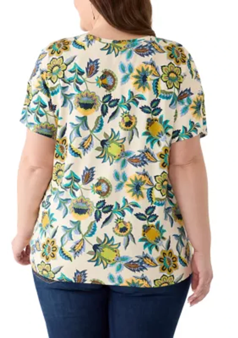 Plus Short Sleeve Hi-Low Juliana Crepe T-Shirt