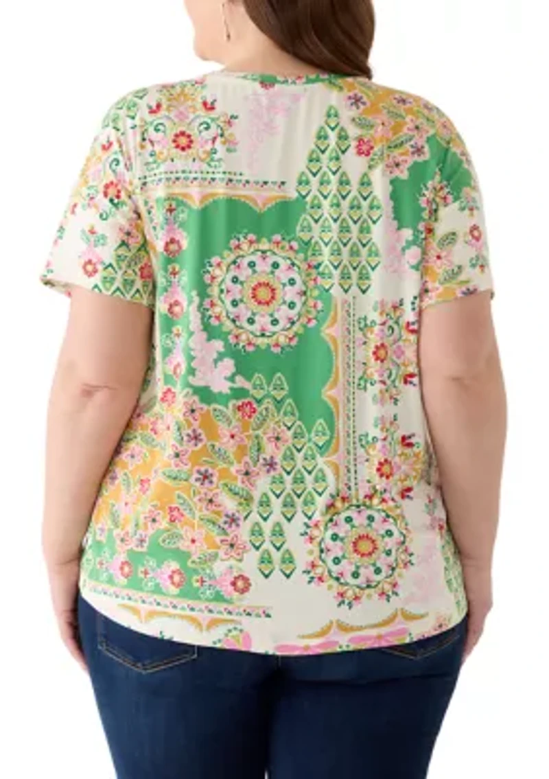 Plus Short Sleeve Hi-Low Juliana Crepe T-Shirt