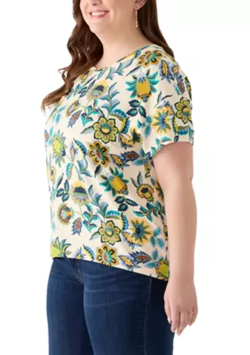 Plus Short Sleeve Hi-Low Juliana Crepe T-Shirt