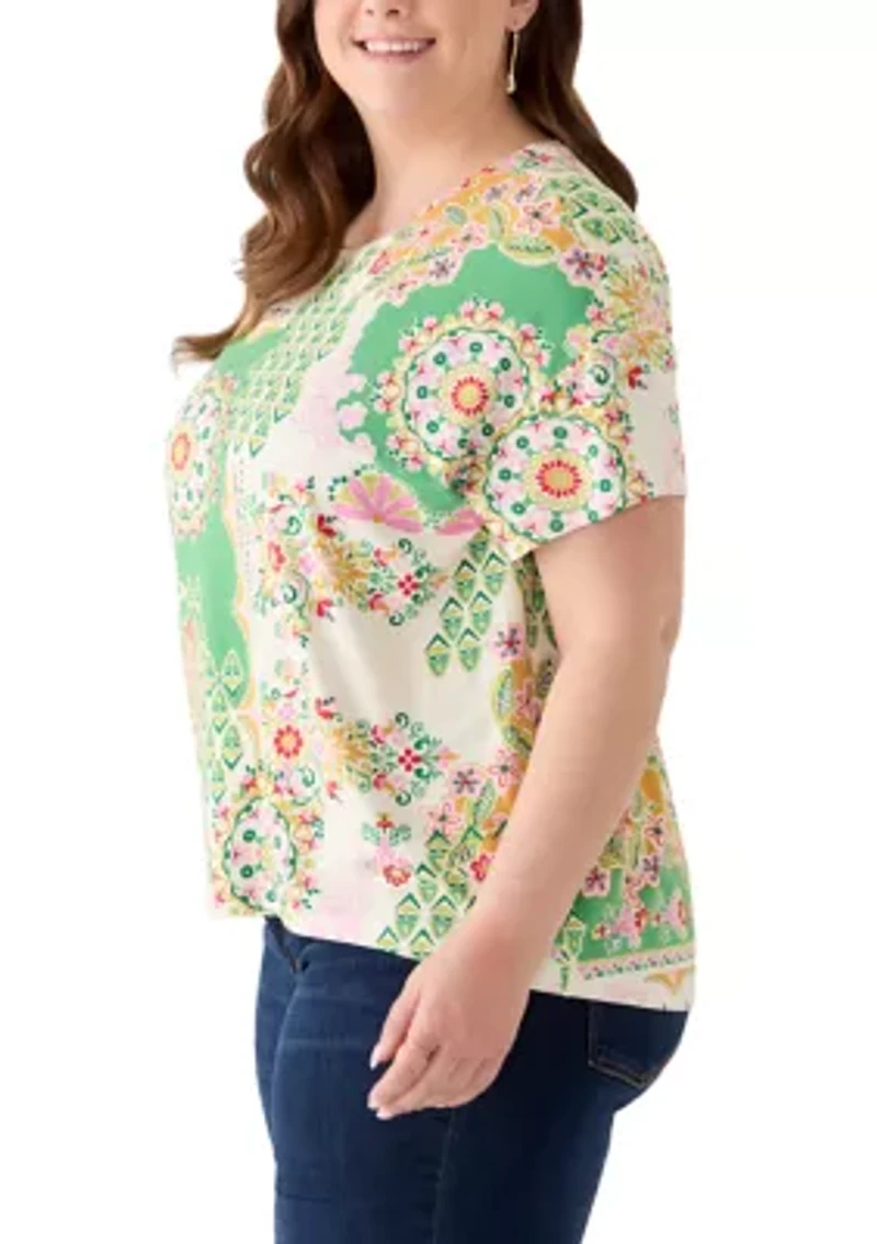 Plus Short Sleeve Hi-Low Juliana Crepe T-Shirt