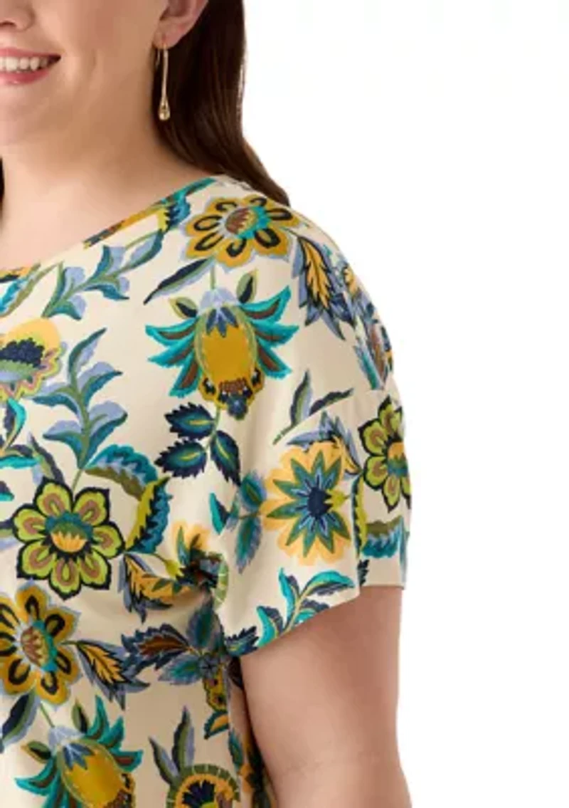 Plus Short Sleeve Hi-Low Juliana Crepe T-Shirt