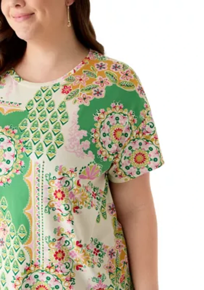 Plus Short Sleeve Hi-Low Juliana Crepe T-Shirt