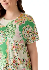 Plus Short Sleeve Hi-Low Juliana Crepe T-Shirt