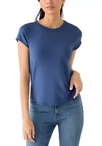 Petite Cap Sleeve Scallop Neck Top