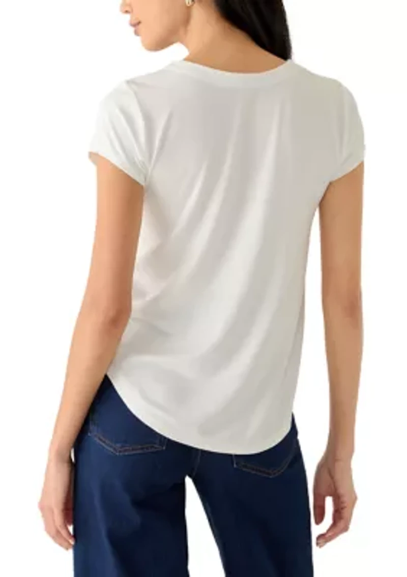 Petite Cap Sleeve Scallop Neck Top