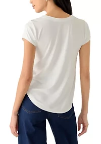 Petite Cap Sleeve Scallop Neck Top