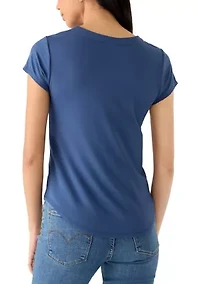 Petite Cap Sleeve Scallop Neck Top