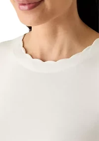 Petite Cap Sleeve Scallop Neck Top