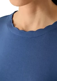 Petite Cap Sleeve Scallop Neck Top