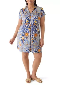 Plus Short Sleeve Inverted Pleat Dress
