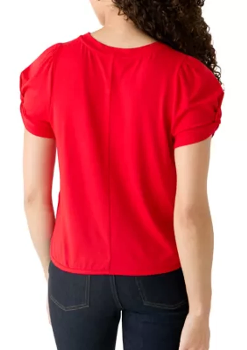 Petite Puff Sleeve Knit Top