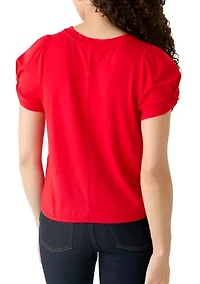 Petite Puff Sleeve Knit Top