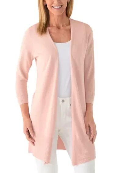 Petite Long Sleeve Open Front Cardigan