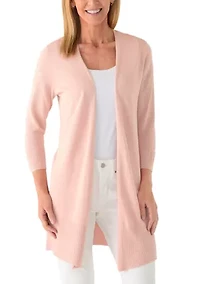 Petite Long Sleeve Open Front Cardigan